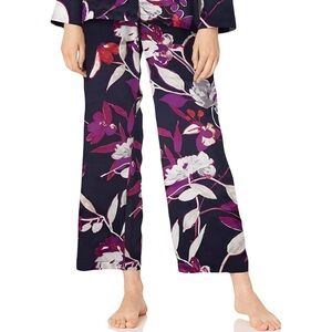NWT Natori Odessa Floral Print Navy Blue Pajama Pants Women’s Small